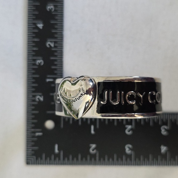 Silver with Black Enamel Clamper Hinge Bangle Bracelet Juicy Couture - Picture 12 of 12
